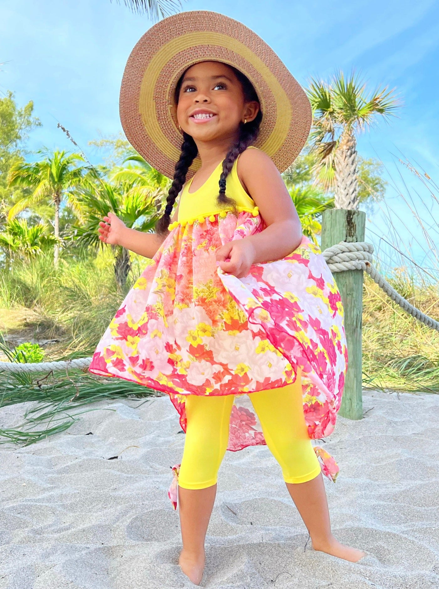 Toddler Spring Outfits | Girls Tank Floral Hi-Lo Tunic & Legging Set