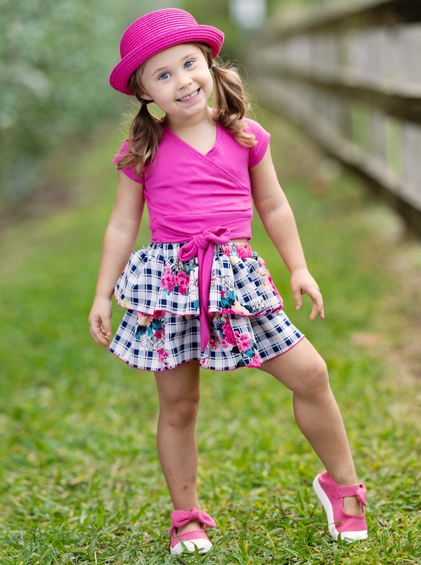 Covered In Plaid Tiered Ruffle Skirt Set