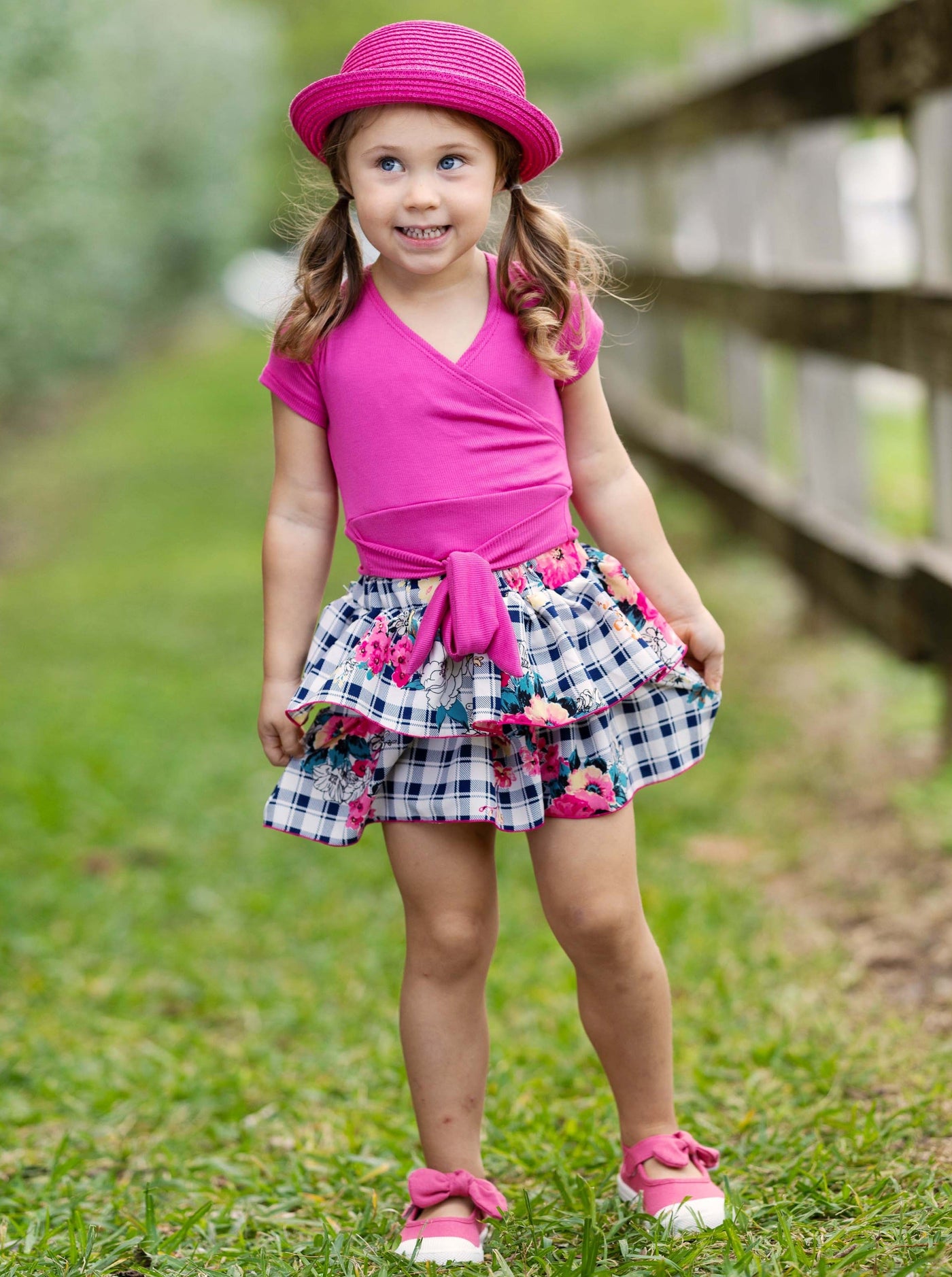 Covered In Plaid Tiered Ruffle Skirt Set