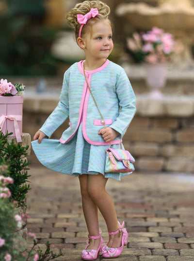 Classy Cutie Waist Dress and Matching Faux Pocket Blazer Set - Mia Belle Girls