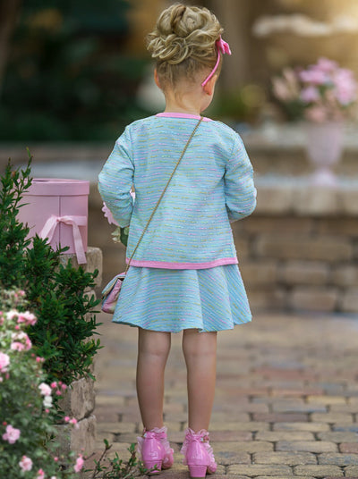Classy Cutie Waist Dress and Matching Faux Pocket Blazer Set - Mia Belle Girls