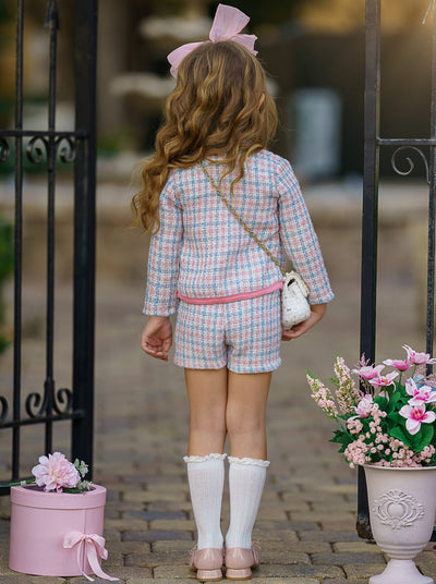 Adored Tweed Matching Blazer & Short Set - Mia Belle Girls