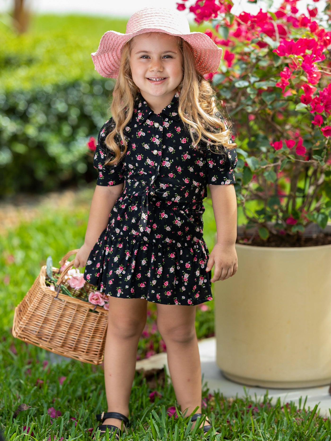Toddler Spring Outfits | Girls Rosy Knot Hem Top & Ruffle Skirt Set 