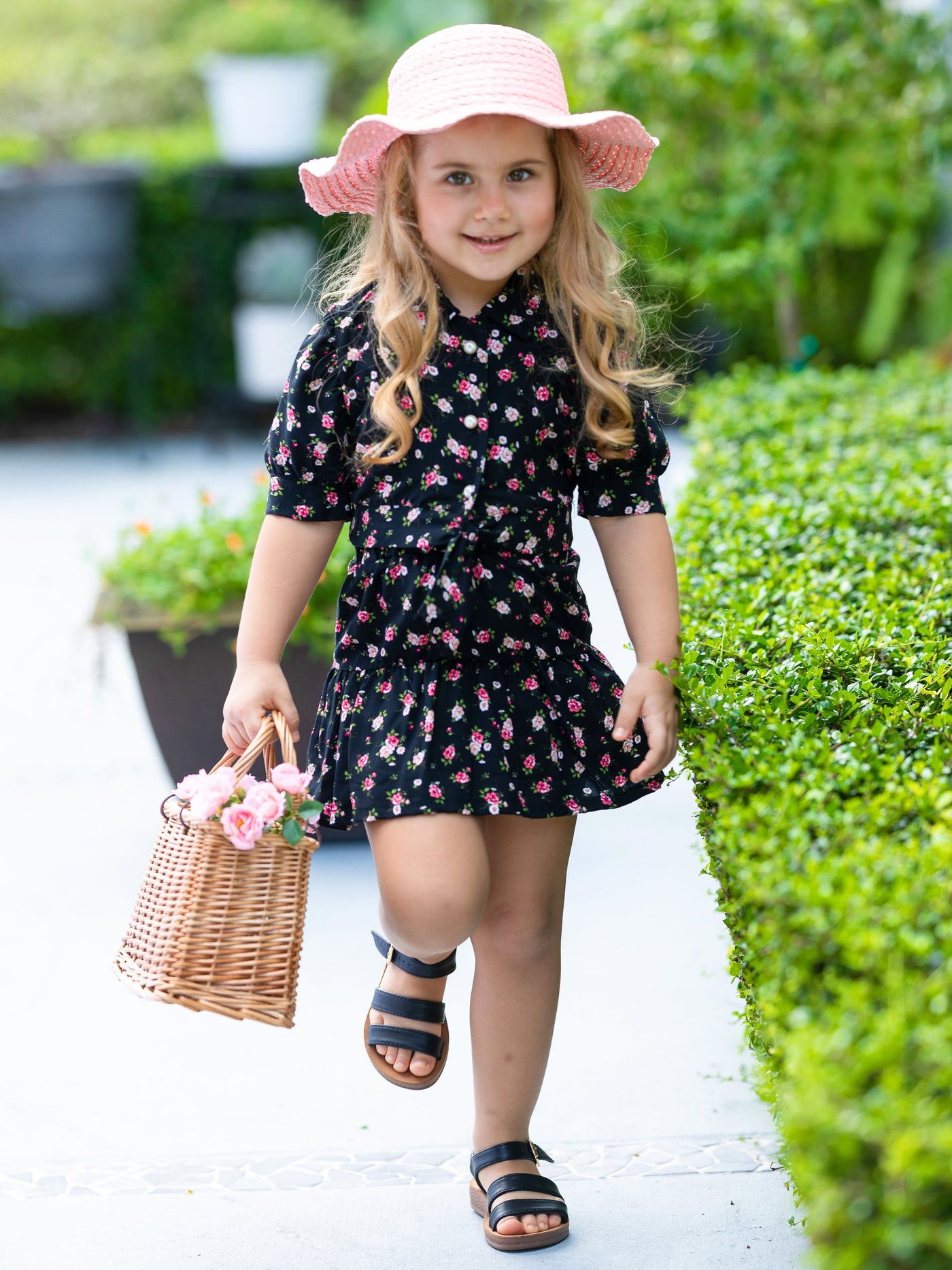 Toddler Spring Outfits | Girls Rosy Knot Hem Top & Ruffle Skirt Set 