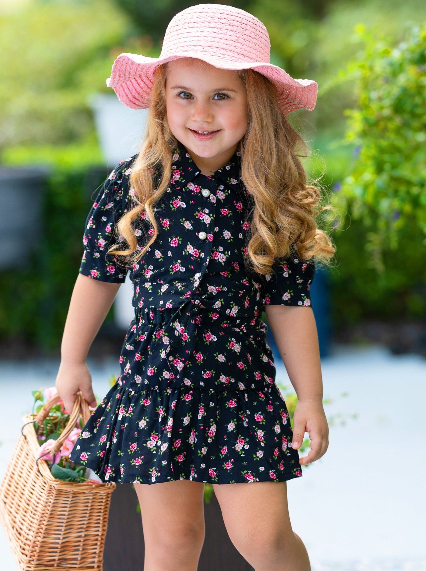Toddler Spring Outfits | Girls Rosy Knot Hem Top & Ruffle Skirt Set 