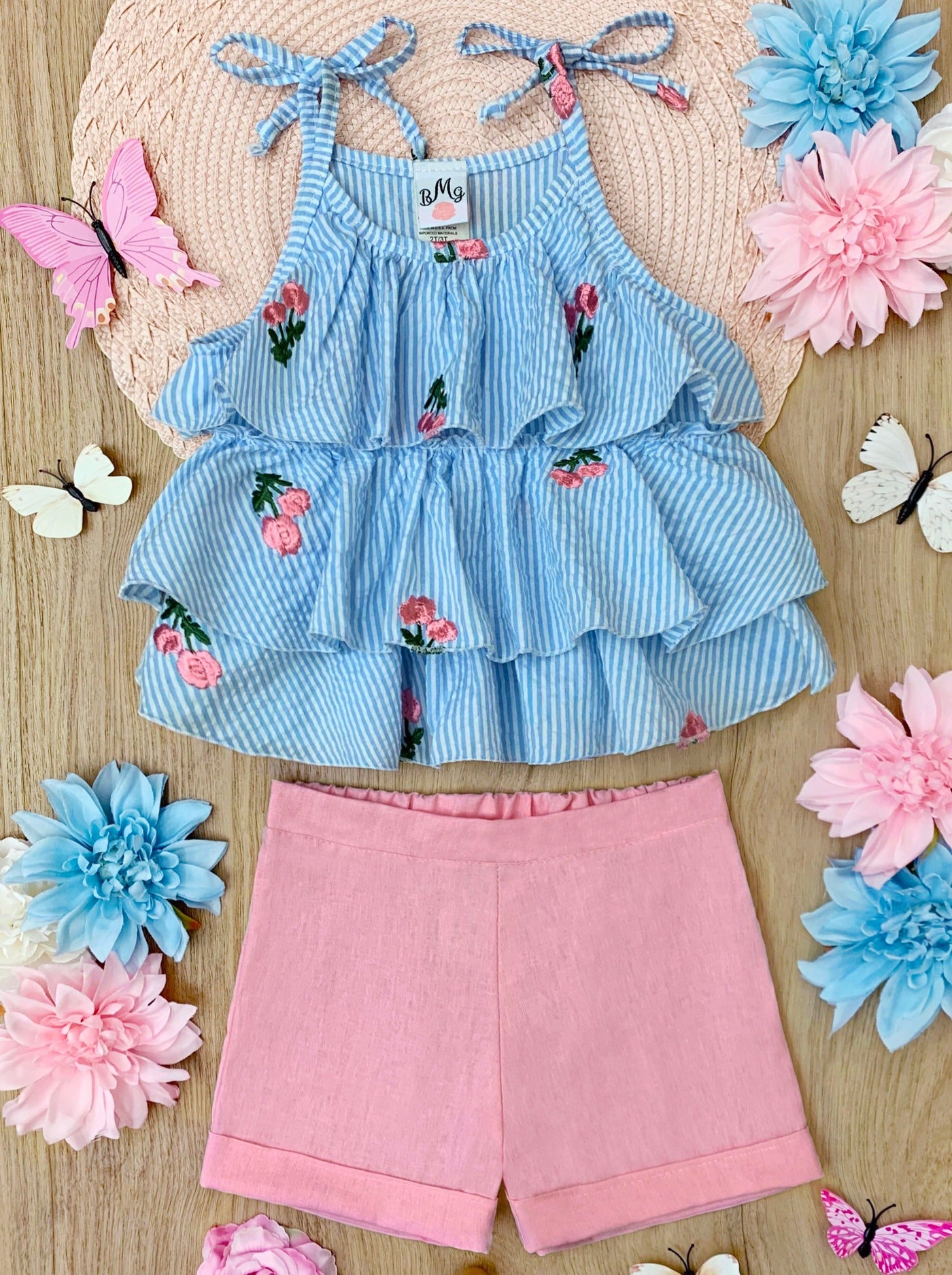 Southern Belle Ruffled Top & Short Set - Mia Belle Girls