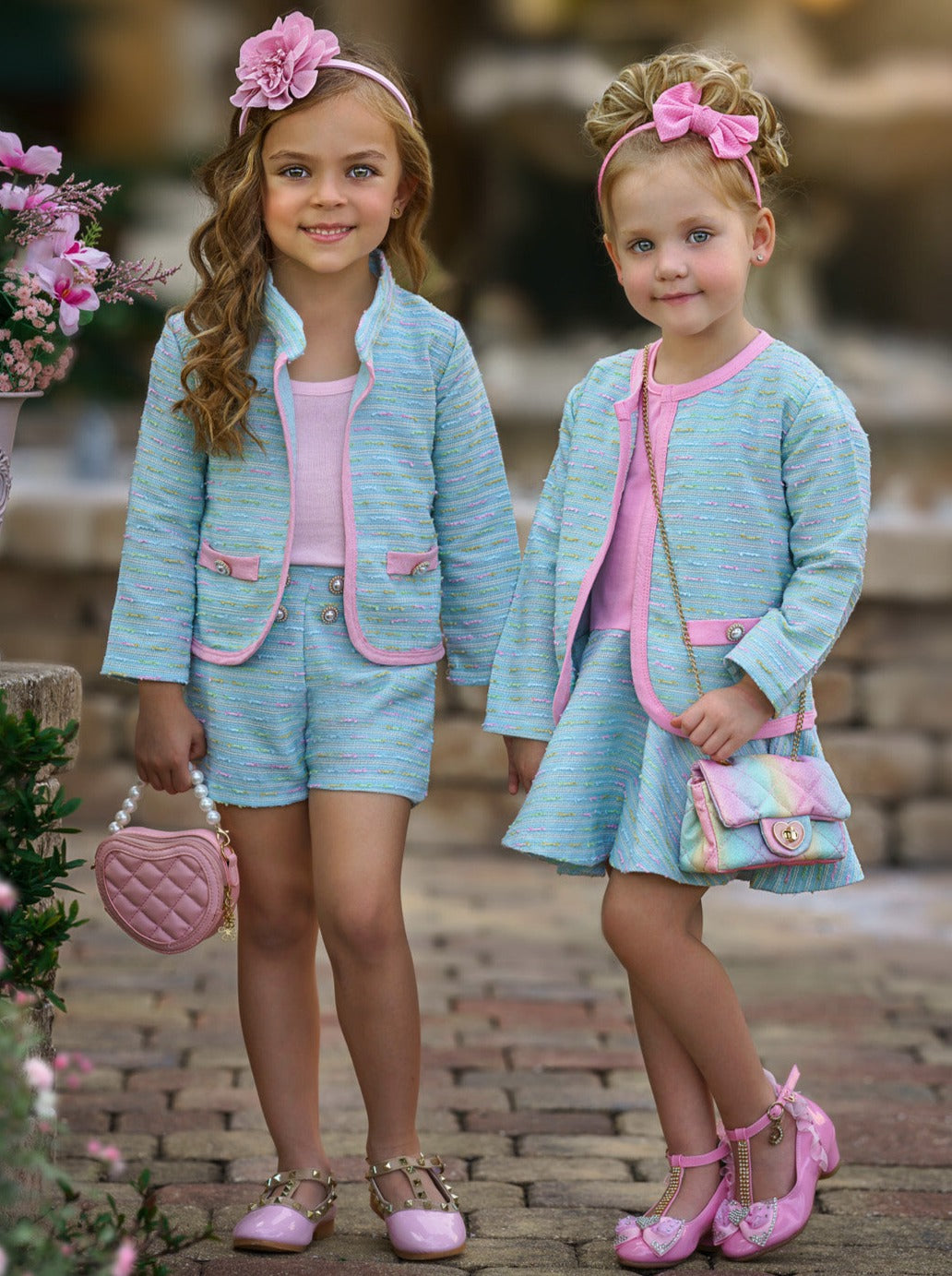Classy Cutie Waist Dress and Matching Faux Pocket Blazer Set - Mia Belle Girls