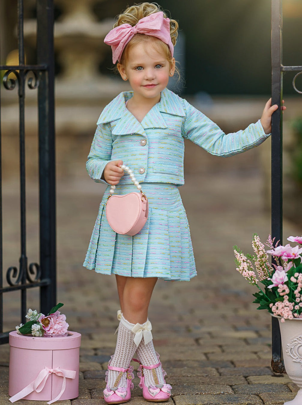 Cute Outfits For Girls | Tweed Matching Blazer & Pleated Skirt Set