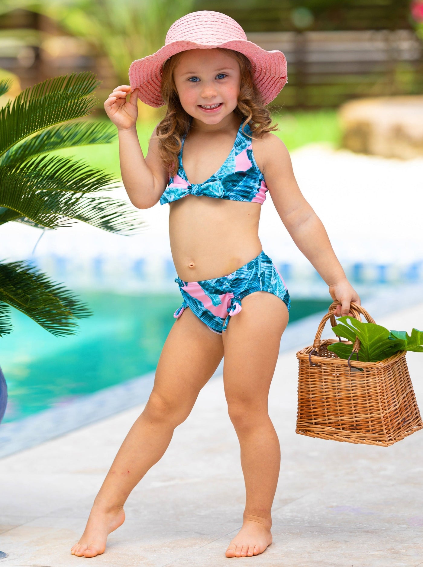 Kids Cute Swimsuits | Little Girls Tropical Print Two Piece Swimsuit