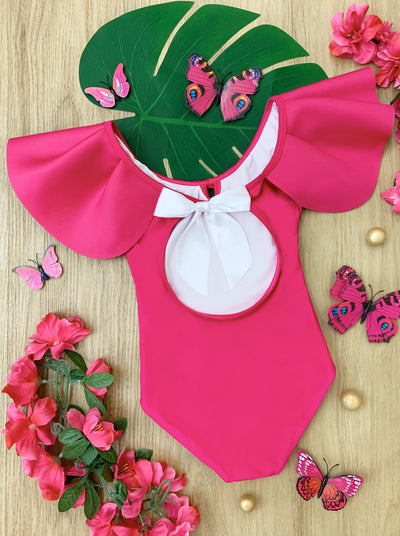 Girls Swimwear | Flouce Shoulder One Piece Swimsuit | Mia Belle GirlsGirls Swimwear | Flouce Shoulder One Piece Swimsuit | Mia Belle Girls