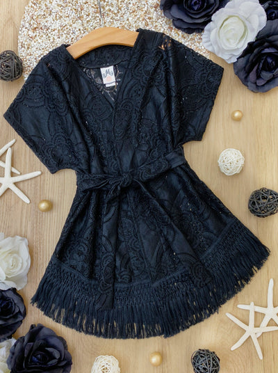 Kids Resort Swimwear | Toddler Girls Lace Swim Cover-Up Kimono