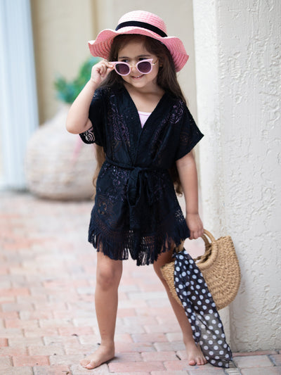 Kids Resort Swimwear | Toddler Girls Lace Swim Cover-Up Kimono