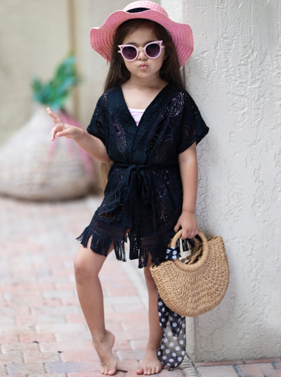 Kids Resort Swimwear | Toddler Girls Lace Swim Cover-Up Kimono