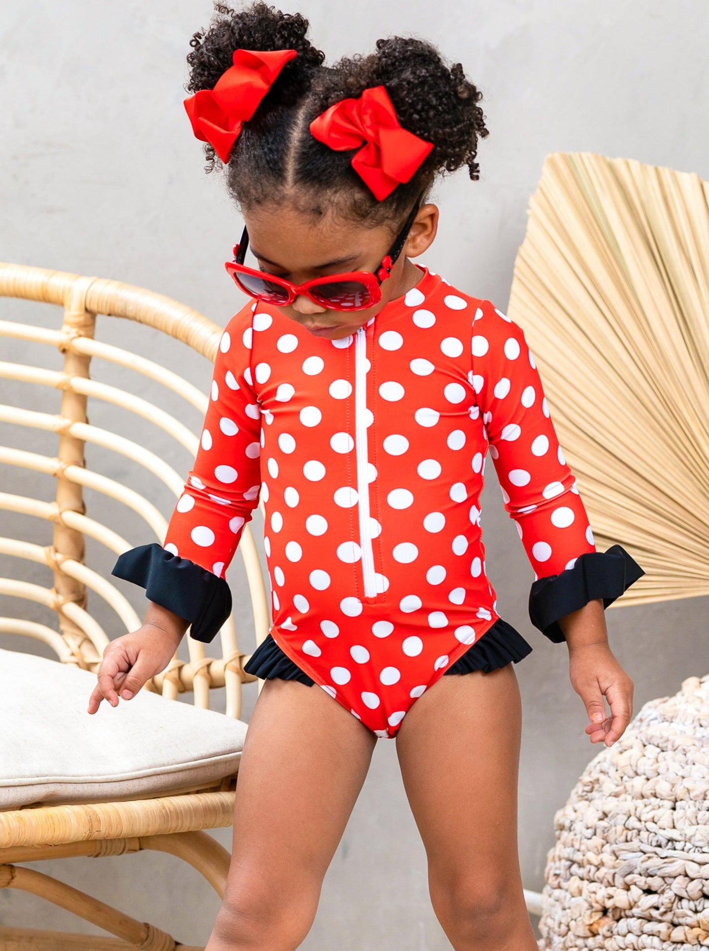 Lil' Miss Red Polka Dot One Piece Swimsuit