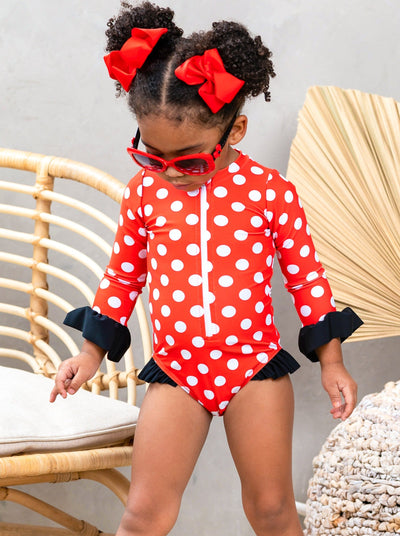 Lil' Miss Red Polka Dot One Piece Swimsuit