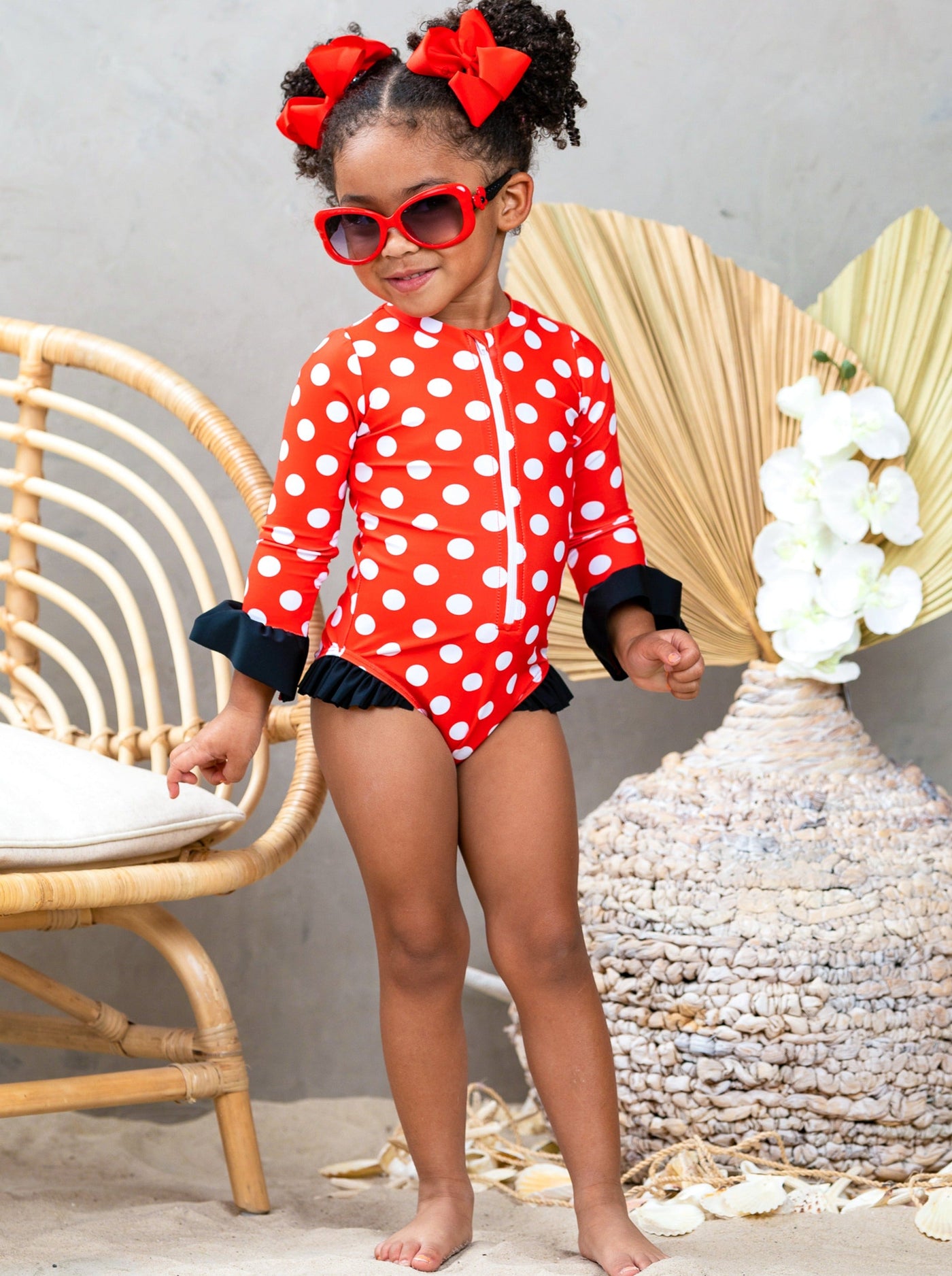 Lil' Miss Red Polka Dot One Piece Swimsuit