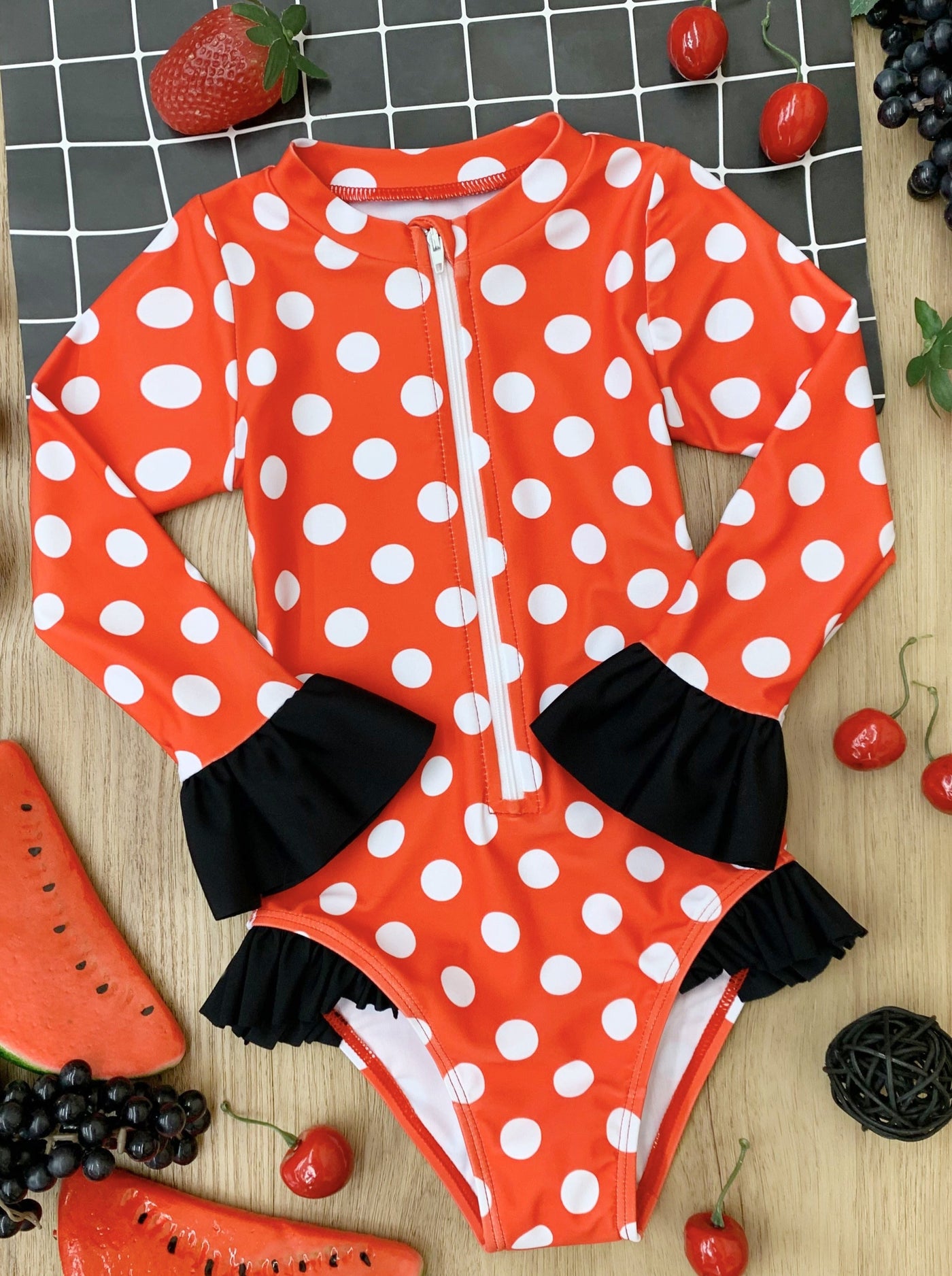 Lil' Miss Red Polka Dot One Piece Swimsuit