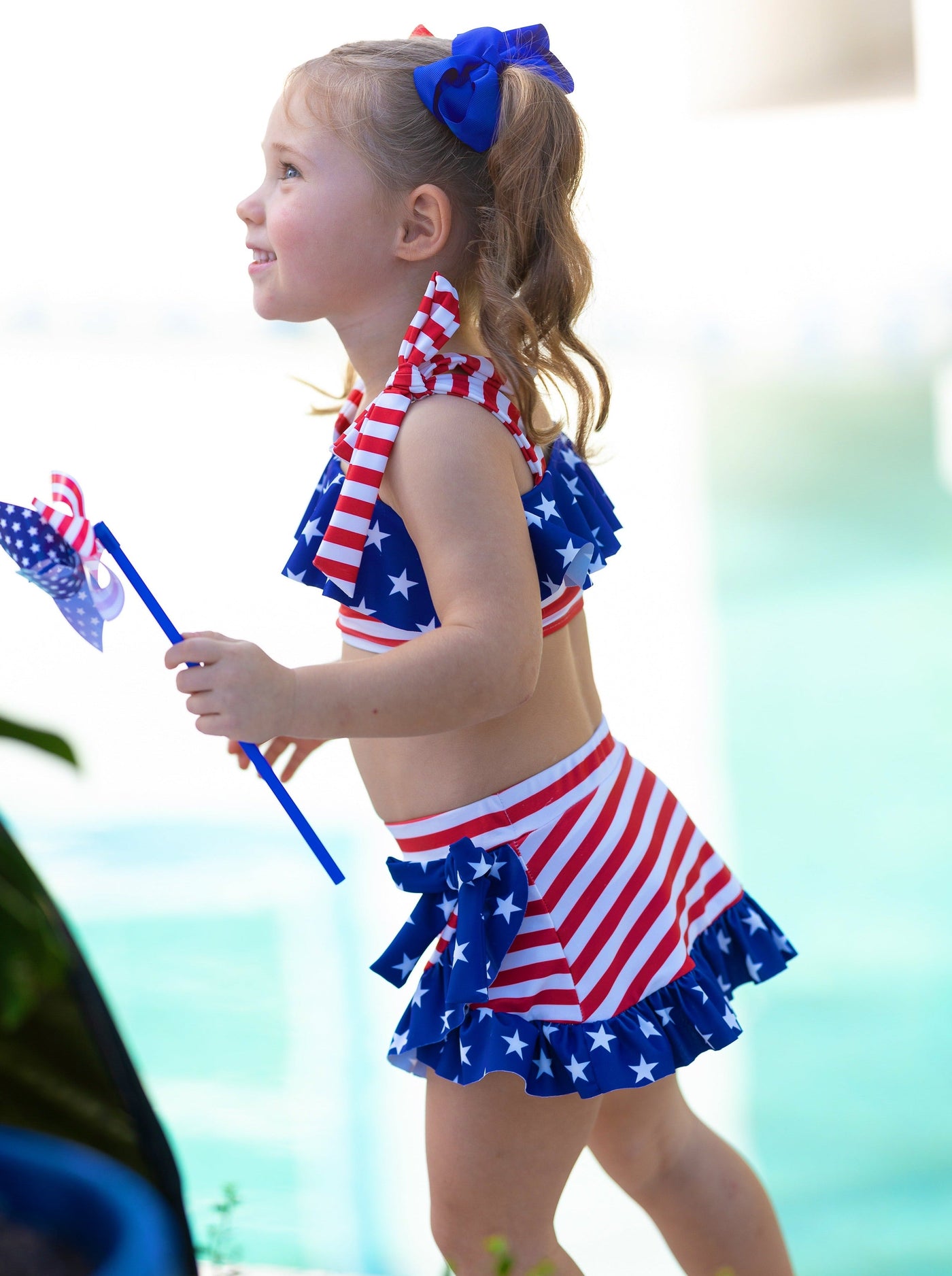 Toddler Swimwear | Little Girls American Flag Wrap Two Piece Swimsuit
