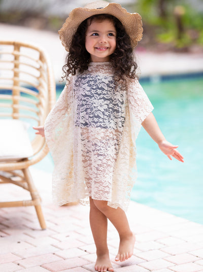 Toddler Cute Swimwear | Little Girls Pullover Lace Swim Cover Up