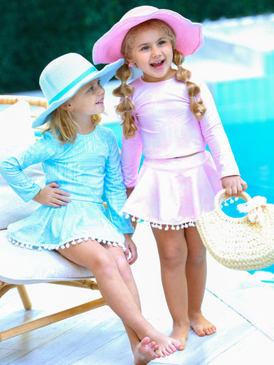 Cute Toddler Swimwear | Girls Paisley Print Skort Two Piece Swimsuit