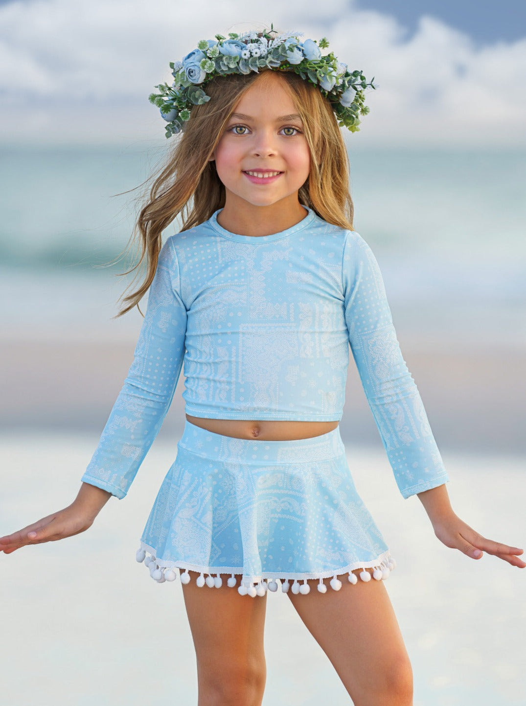 Cute Toddler Swimwear | Girls Paisley Print Skort Two Piece Swimsuit