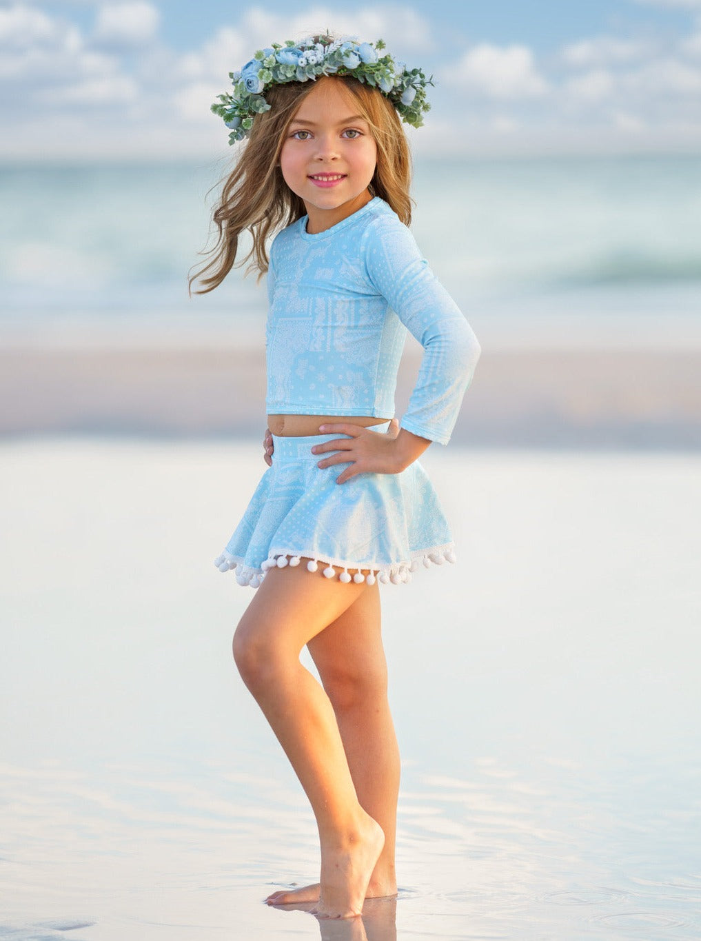 Cute Toddler Swimwear | Girls Paisley Print Skort Two Piece Swimsuit