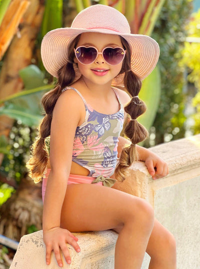 Toddler Swimwear | Girls Butterfly Camo Open Side One Piece Swimsuit