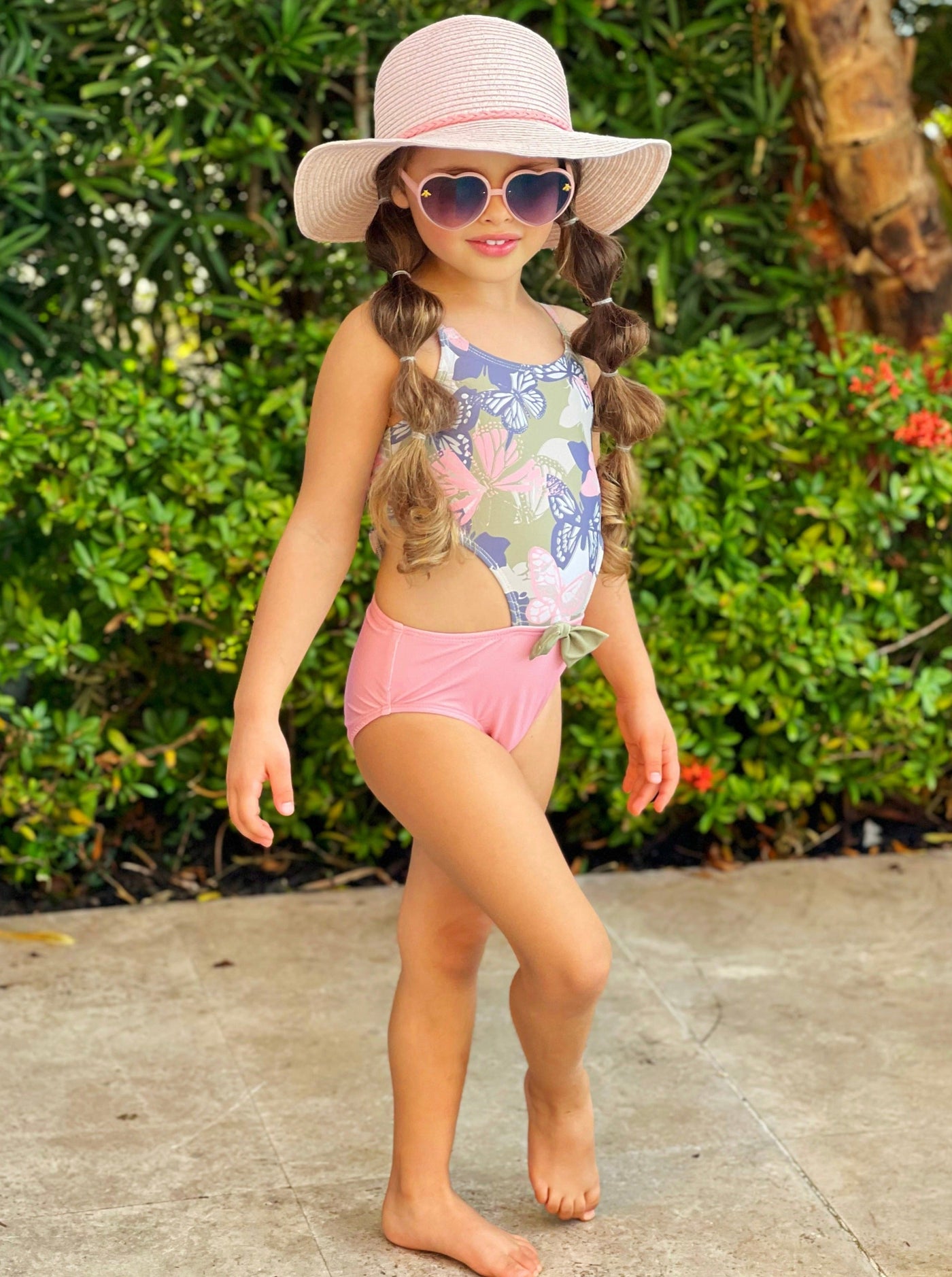 Toddler Swimwear | Girls Butterfly Camo Open Side One Piece Swimsuit