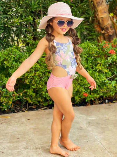 Toddler Swimwear | Girls Butterfly Camo Open Side One Piece Swimsuit