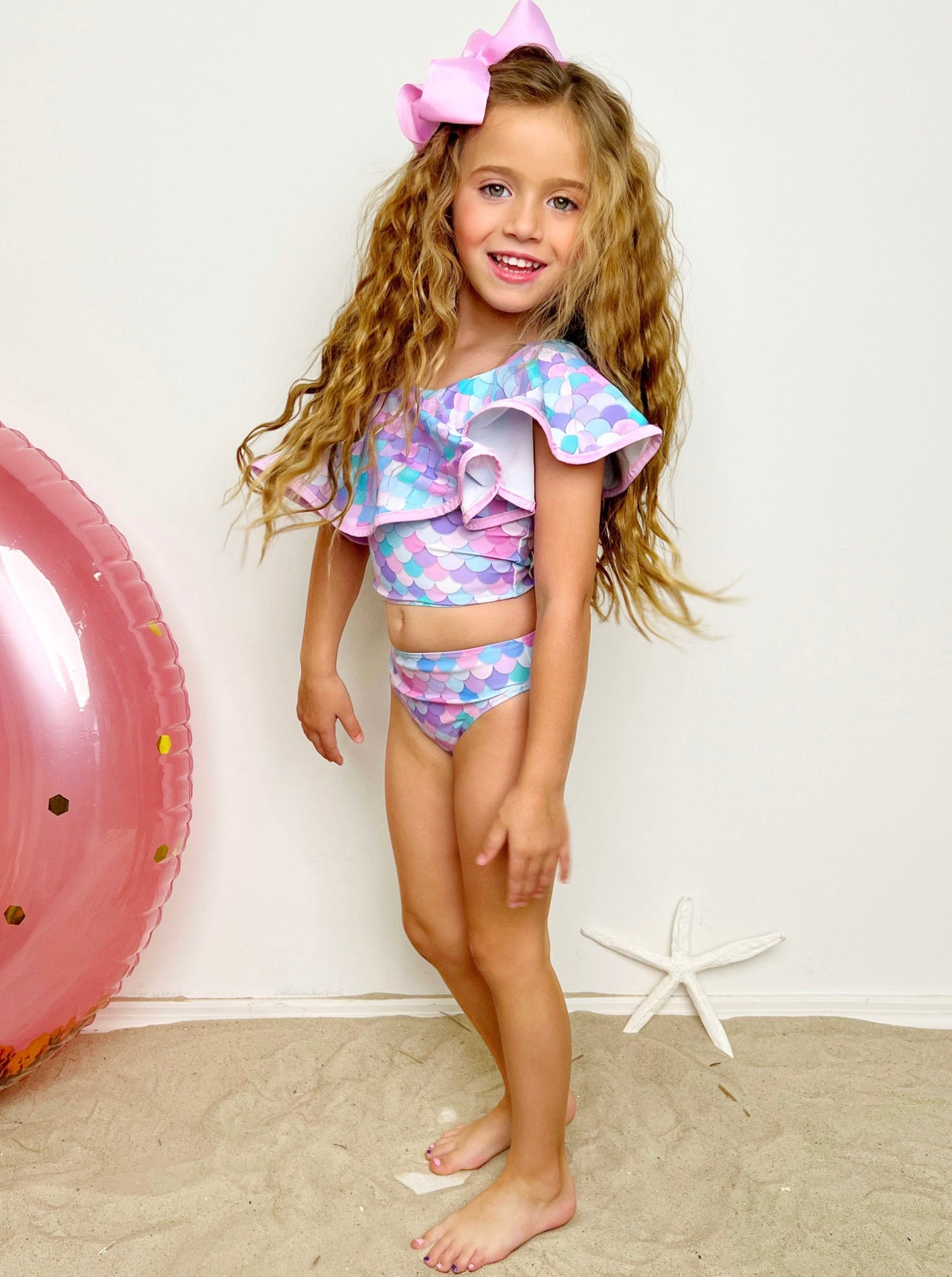 Mermaids Only One Shoulder Two Piece Swimsuit - Mia Belle Girls