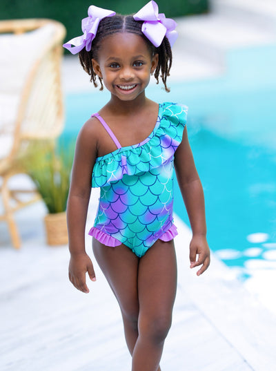 SumMermaid Ruffled Shoulder Piece Swimsuit