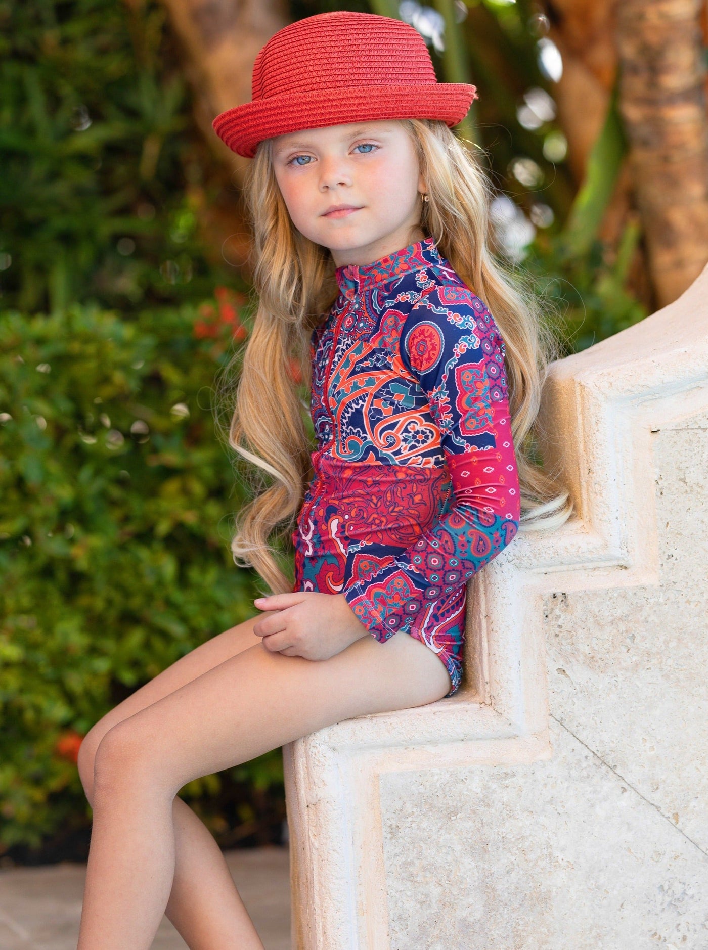 Toddler Swimwear | Girls Patchwork Rash Guard One Piece Swimsuit