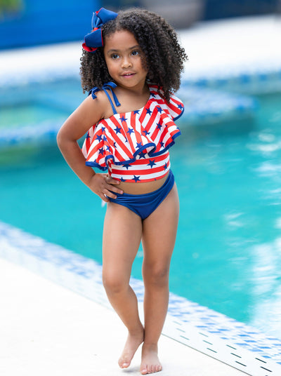Toddler Swimwear | Stars & Stripes One Shoulder Two Piece Swimsuit