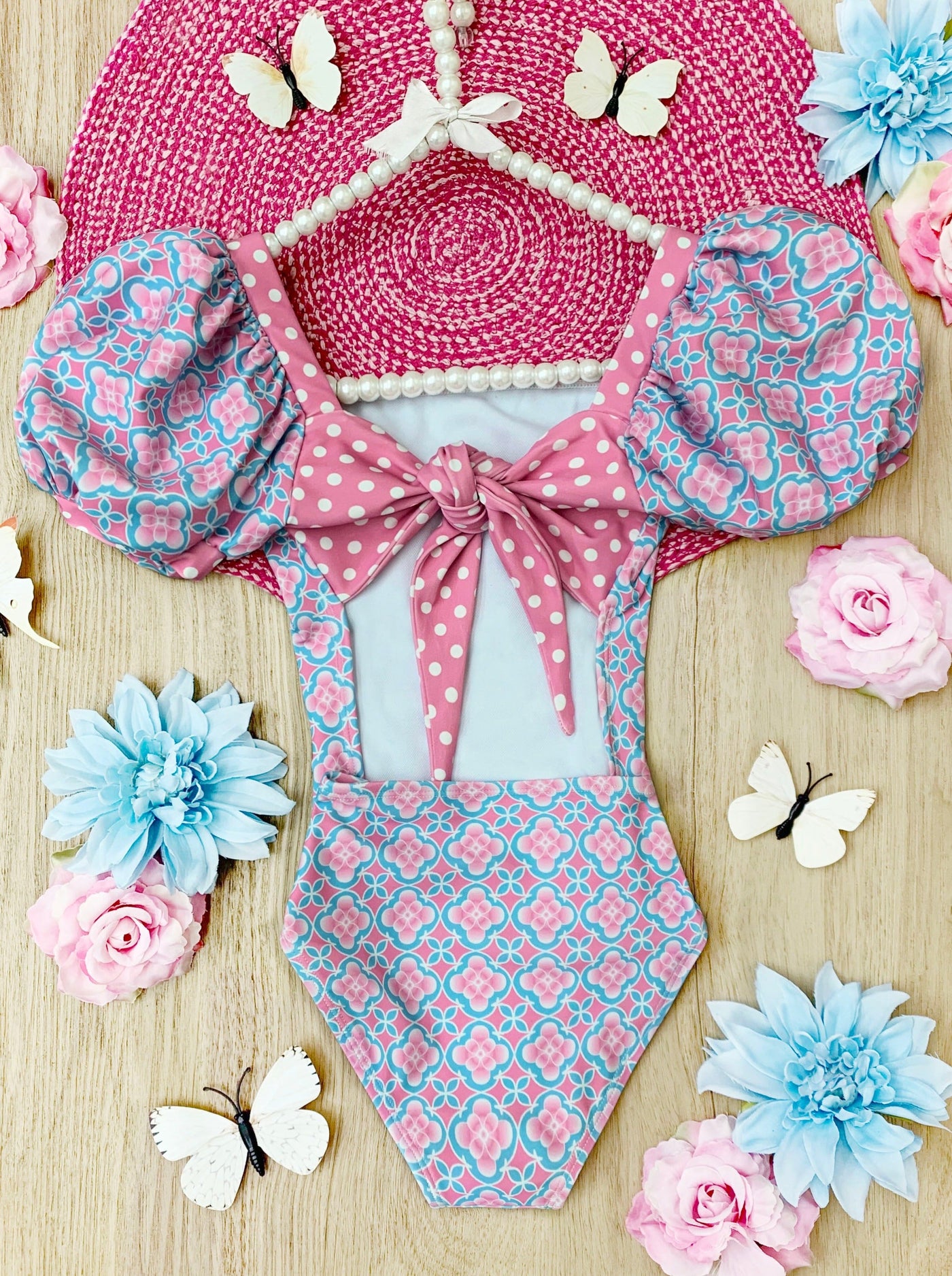 Made For Sunny Days Puff Sleeve One Piece Swimsuit - Mia Belle Girls