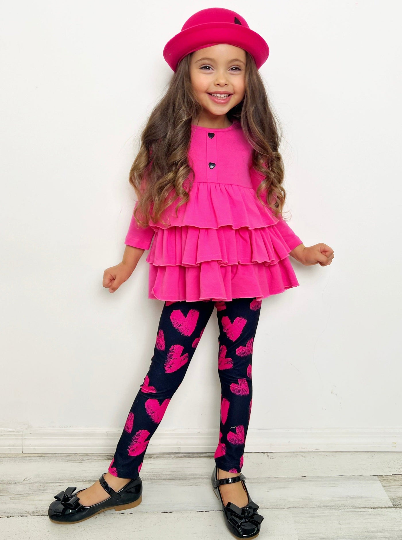 Little Miss Sweetheart Tiered Tunic & Legging Set - Mia Belle Girls