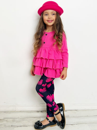Little Miss Sweetheart Tiered Tunic & Legging Set - Mia Belle Girls