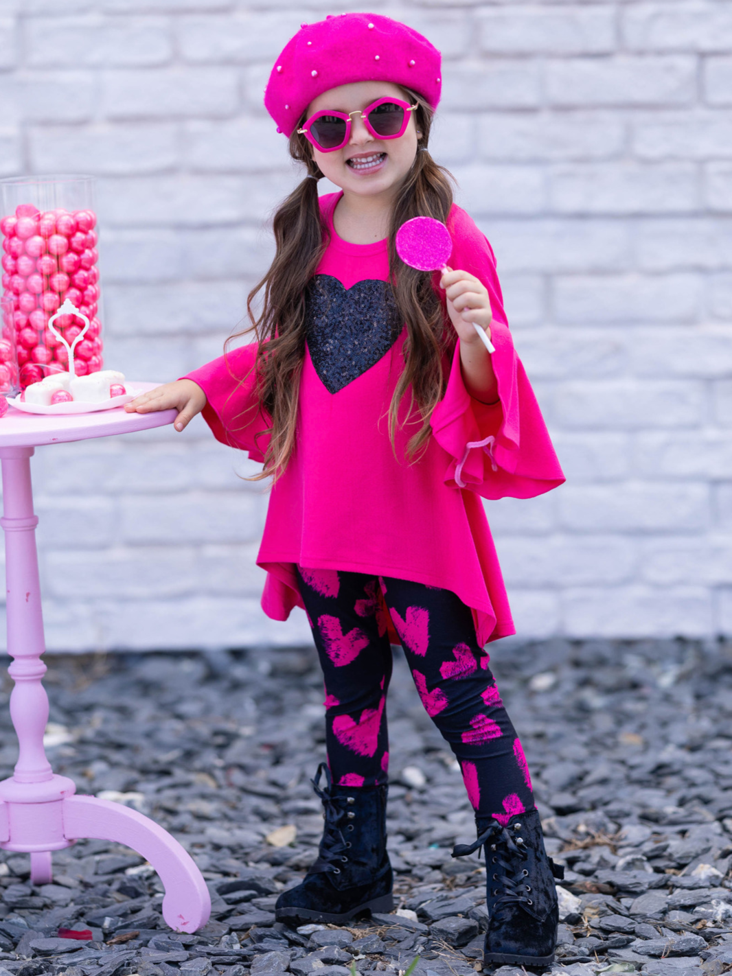 Little Miss Sweetheart Hi-Lo Tunic & Legging Set - Mia Belle Girls