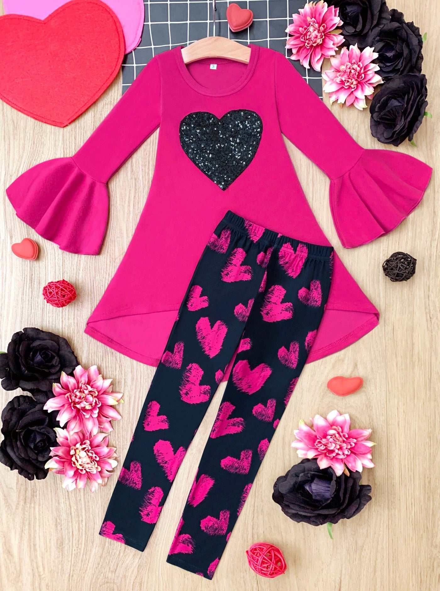 Little Miss Sweetheart Hi-Lo Tunic & Legging Set - Mia Belle Girls