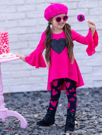 Little Miss Sweetheart Hi-Lo Tunic & Legging Set - Mia Belle Girls