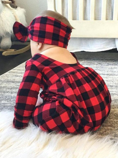 Baby Bold Bambino Plaid Onesie with Matching Headband Set