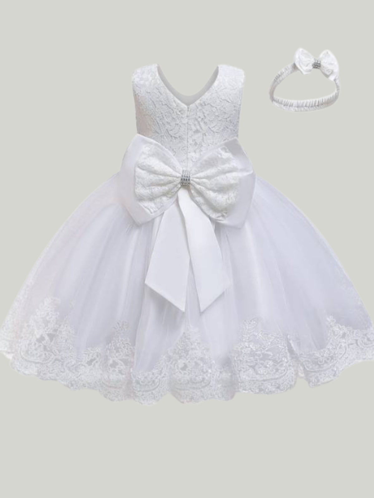 Baby Floral Lace Embroidered Beaded Dress with Bow-burgundy