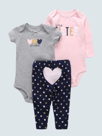 Baby Loveable Little Sister Short & Long Sleeve Onesie And Legging Set