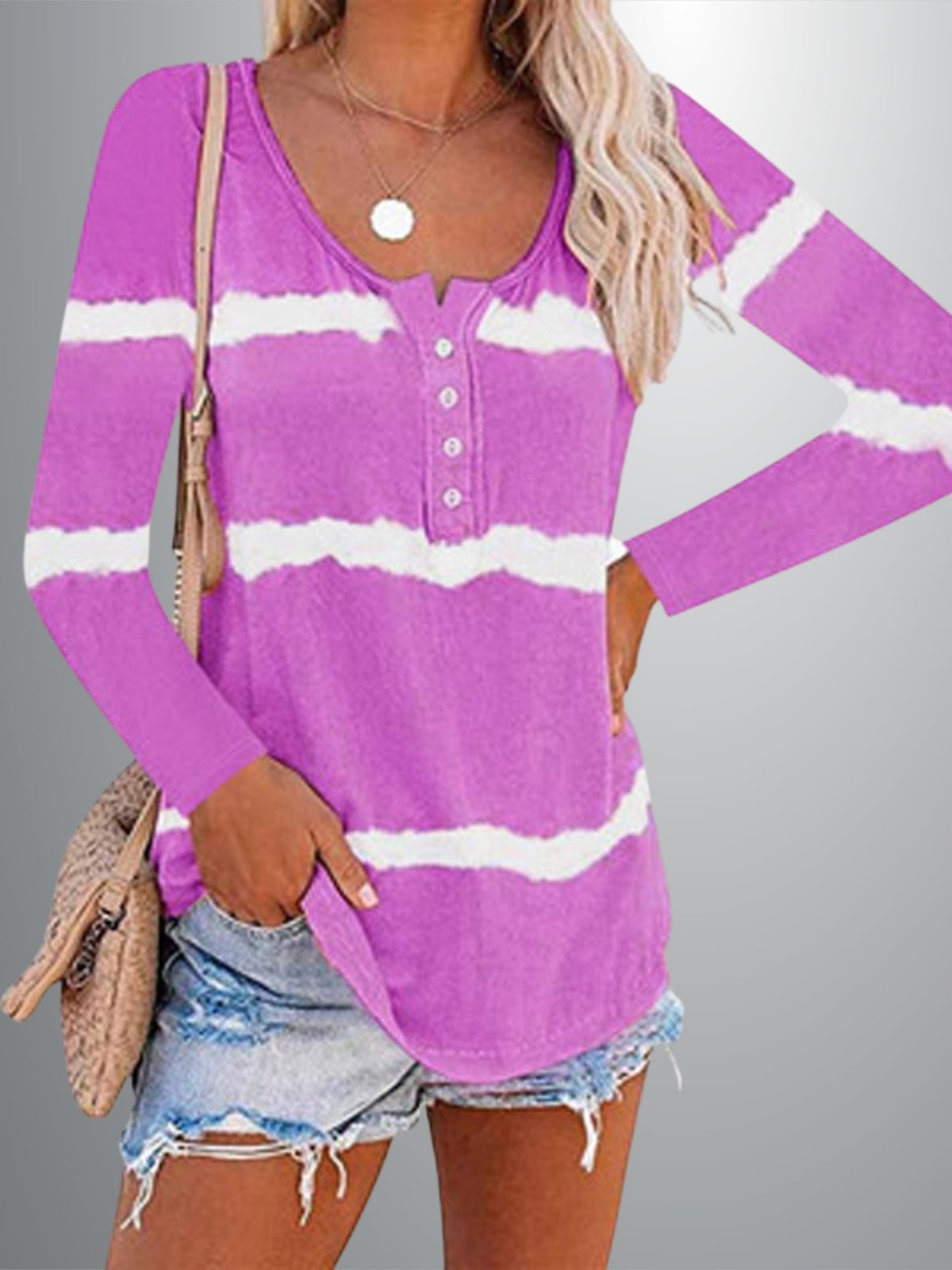 Women's Tie Dye Diva Striped Long Sleeve Top