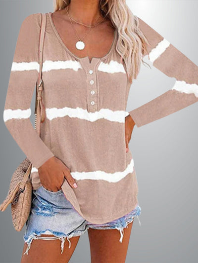 Women's Tie Dye Diva Striped Long Sleeve Top