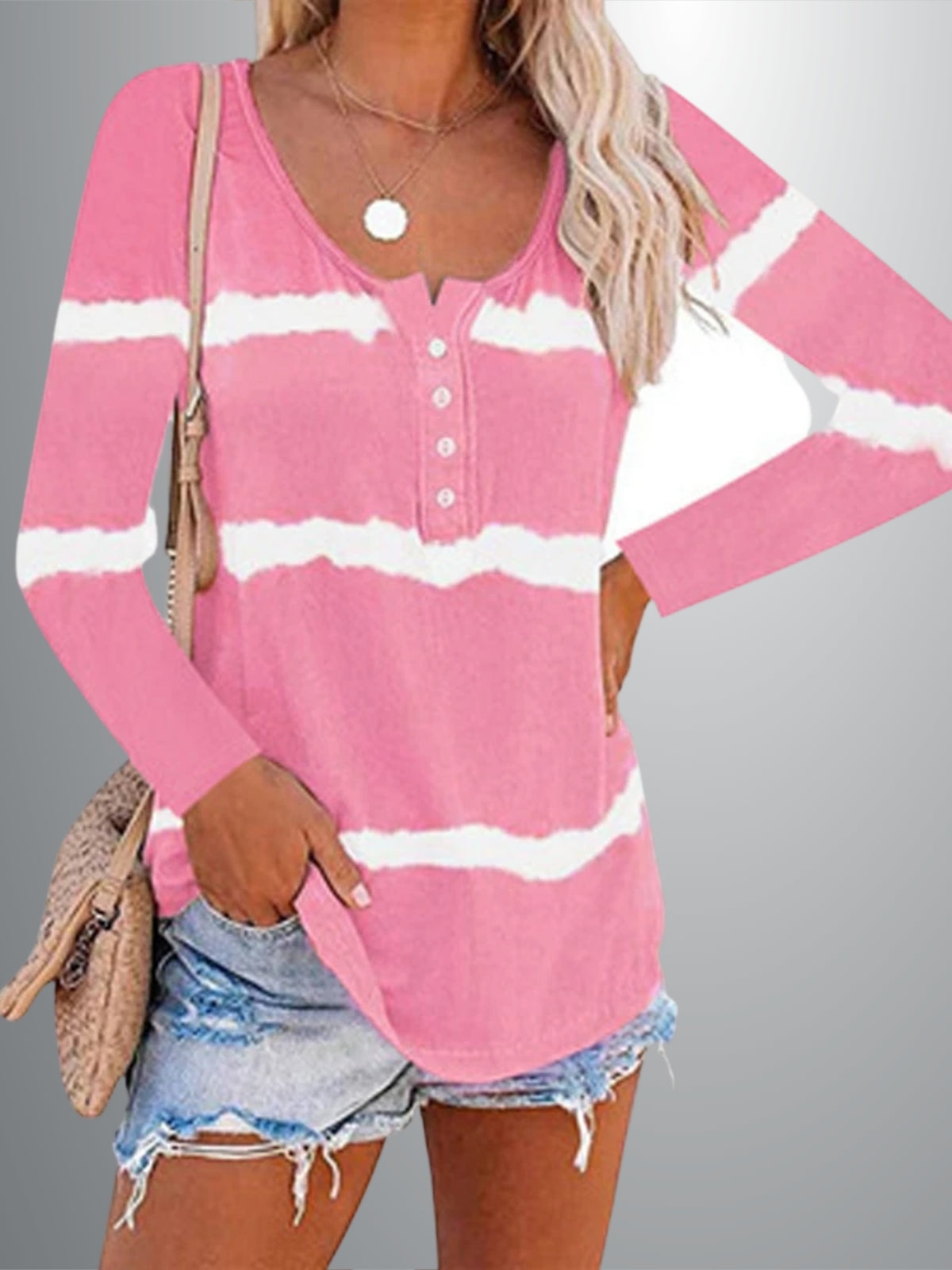 Women's Tie Dye Diva Striped Long Sleeve Top