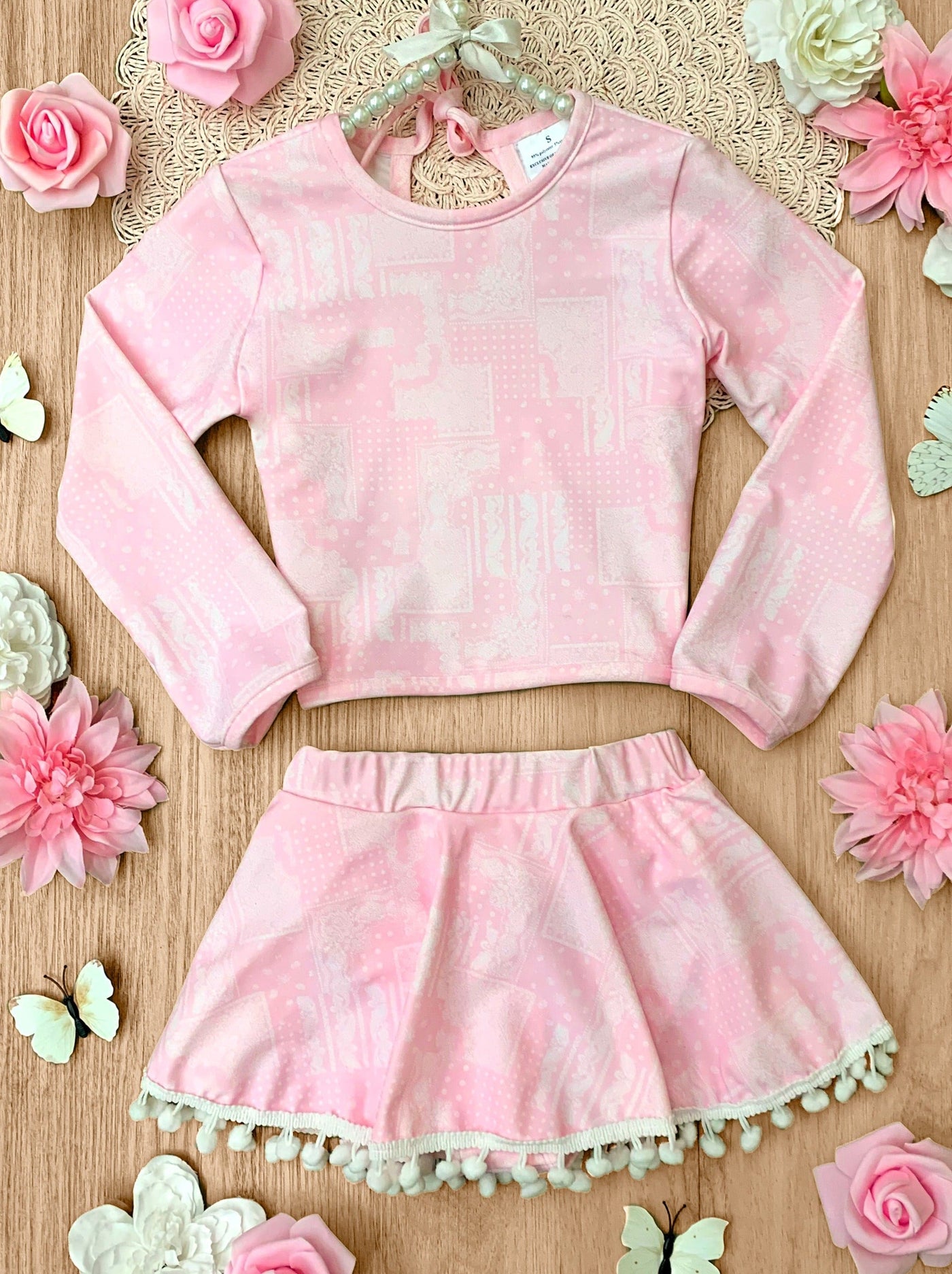 Cute Toddler Swimwear | Girls Paisley Print Skort Two Piece Swimsuit