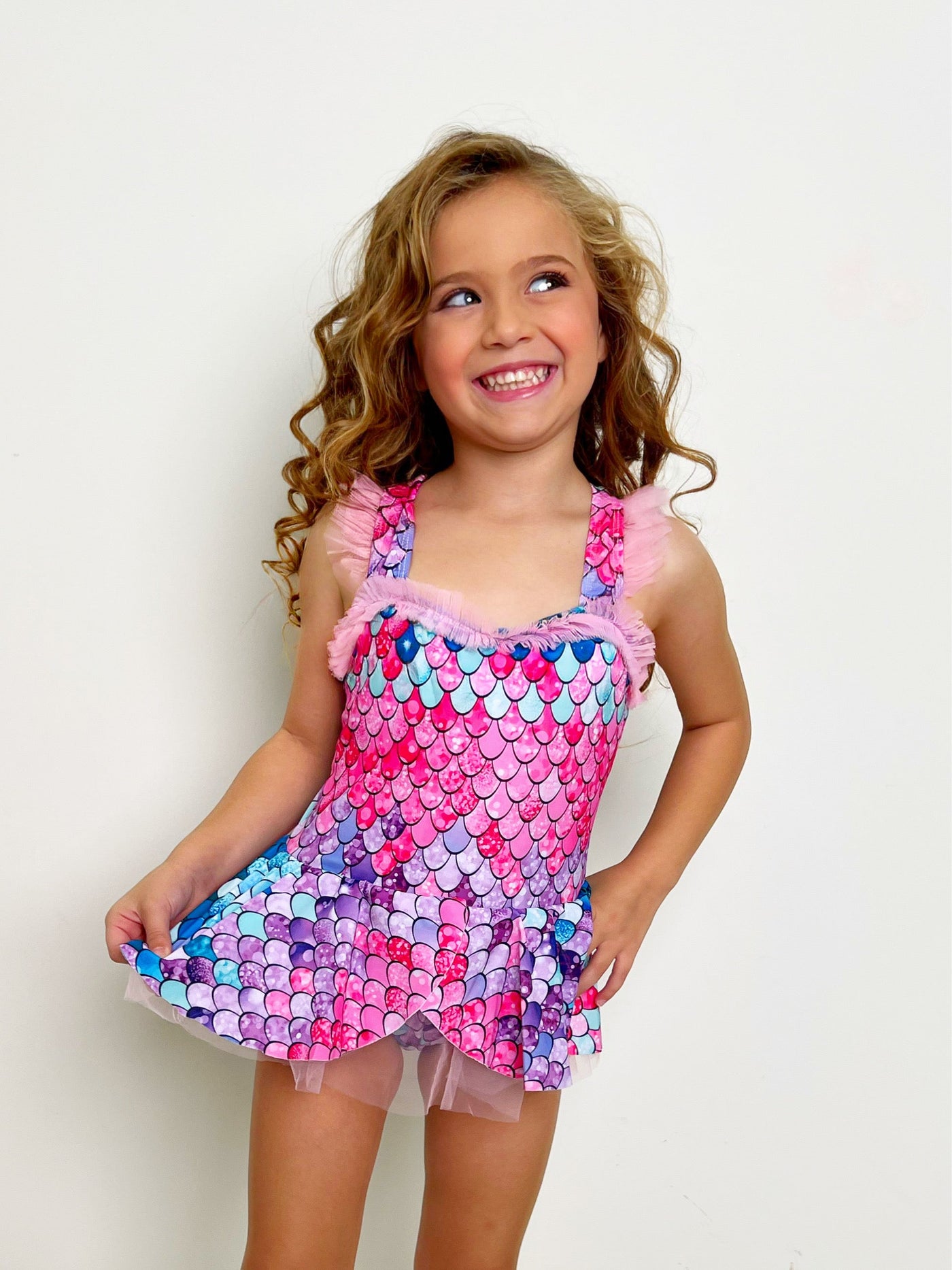 Cute Toddler Swimwear | Girls Mermaid Skirted One Piece Swimsuit