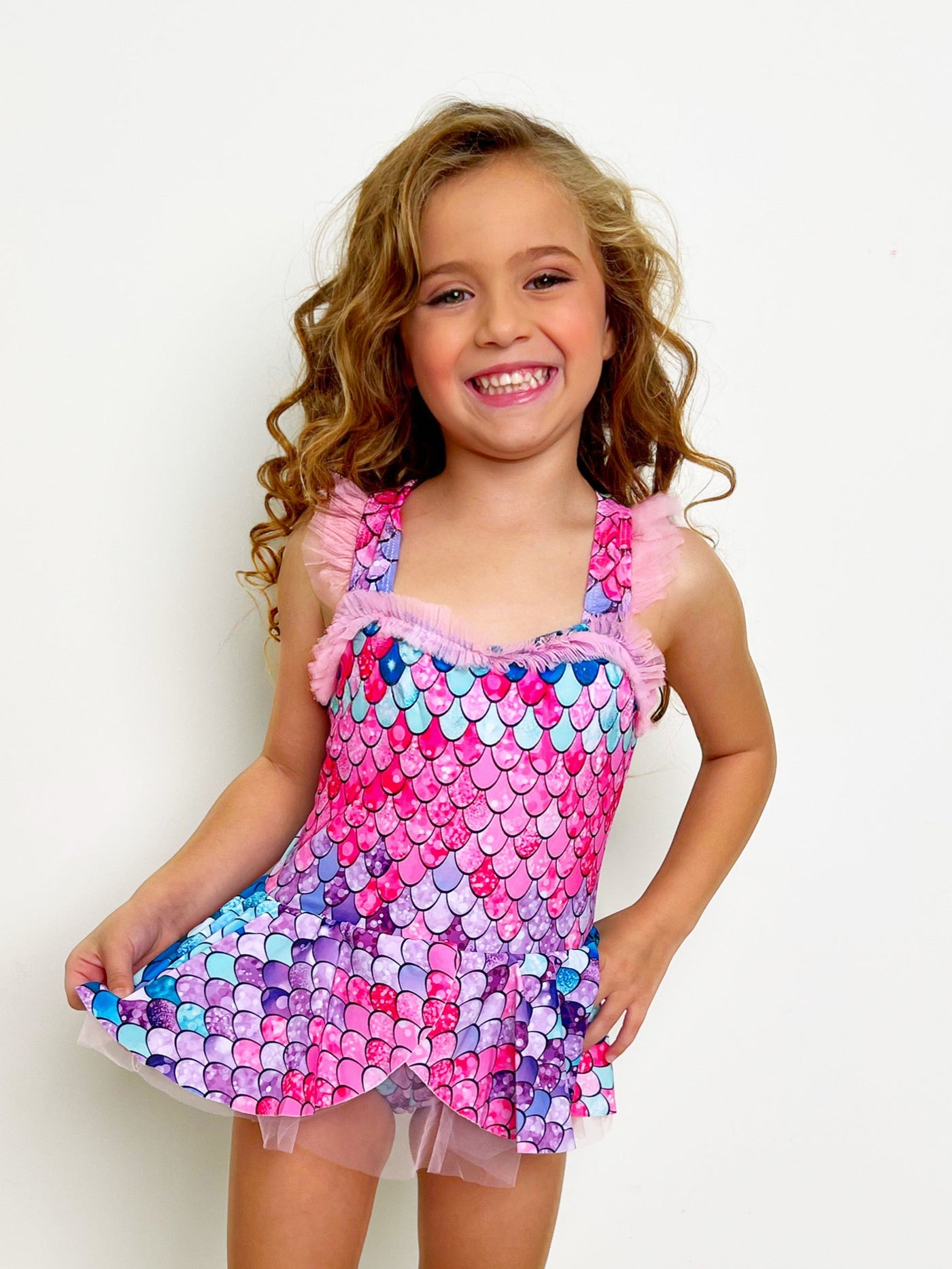 Cute Toddler Swimwear | Girls Mermaid Skirted One Piece Swimsuit