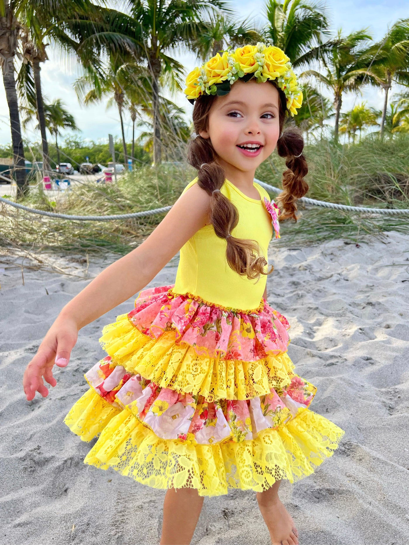 Toddler Spring Dresses | Girls Floral & Lace Tank Tiered Ruffle Dress