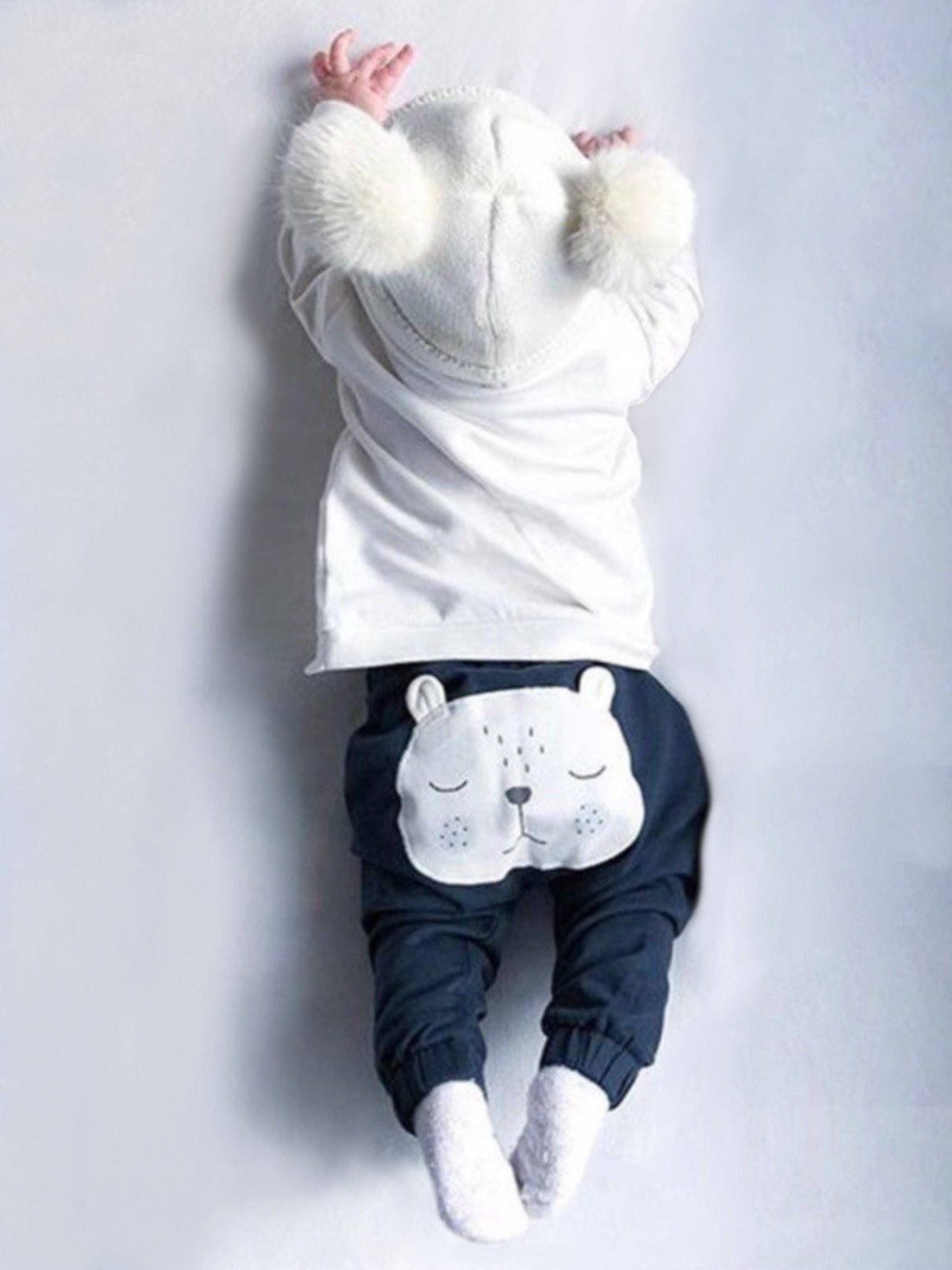 Baby Sleepy Bear Bottom Long Sleeve Shirt And Legging Set